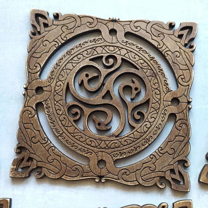 Set 6 coastere pătrate, model celtic, viking