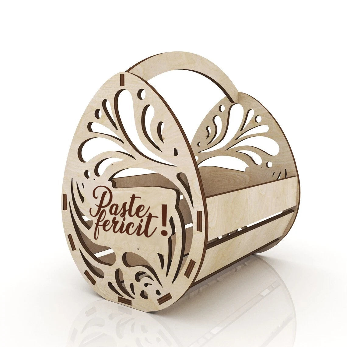 Coș pentru Paște sub formă de ou, cu mâner