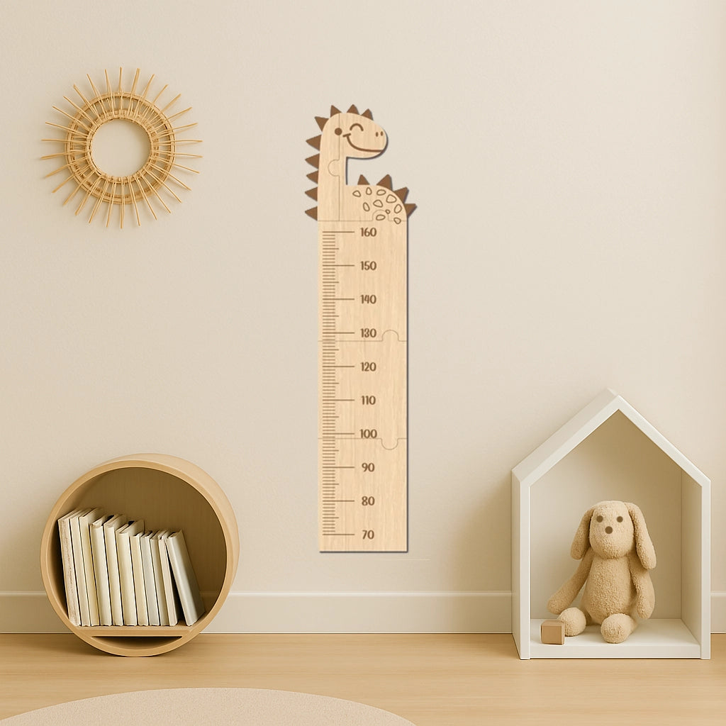 Metru din lemn pentru copii cu animăluțe gravate