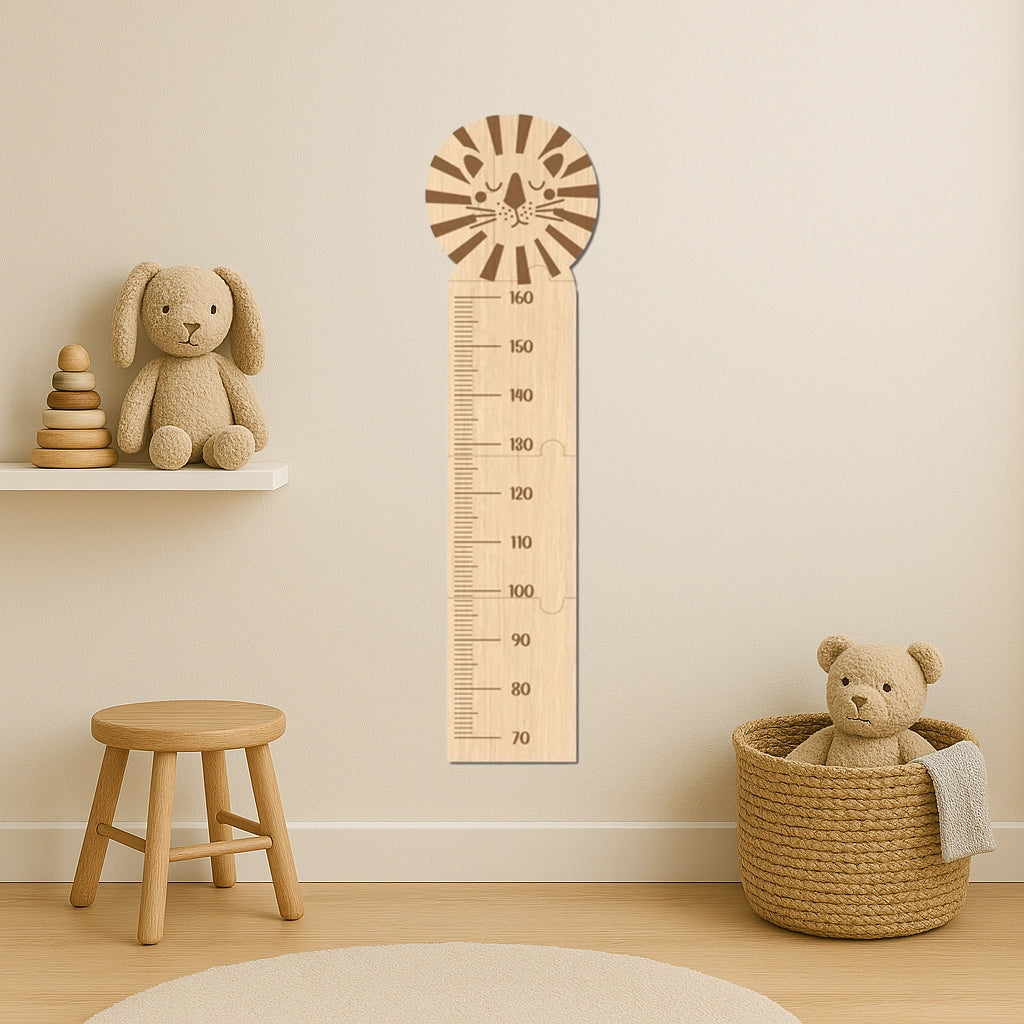 Metru din lemn pentru copii cu animăluțe gravate