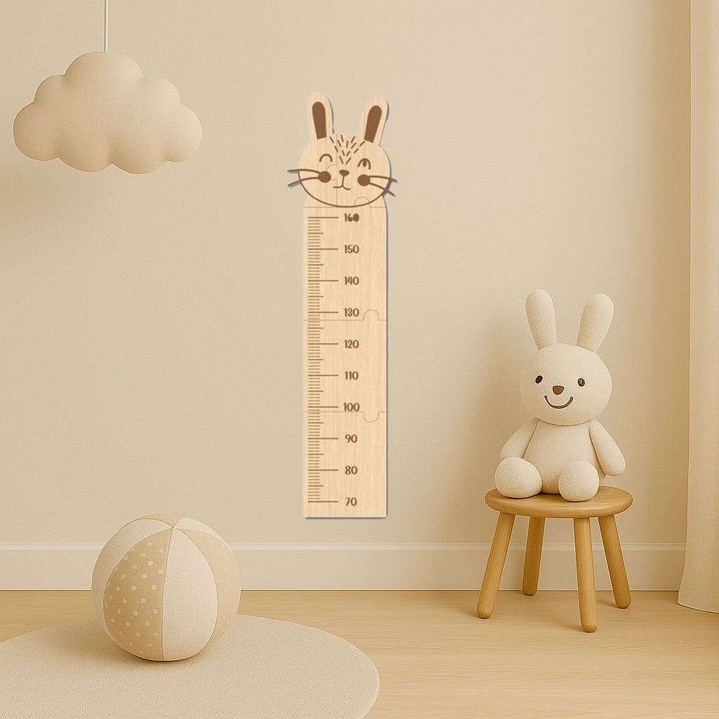 Metru din lemn pentru copii cu animăluțe gravate