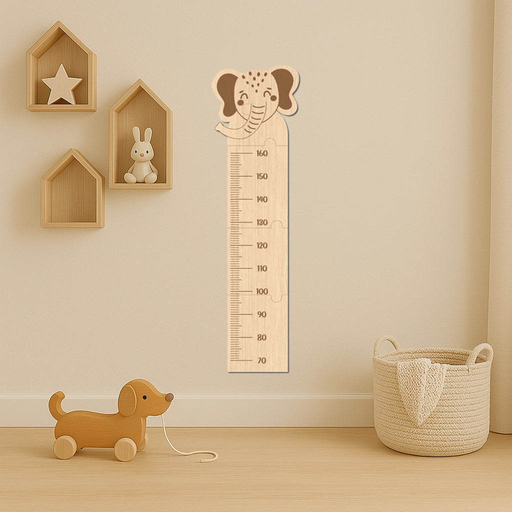 Metru din lemn pentru copii cu animăluțe gravate