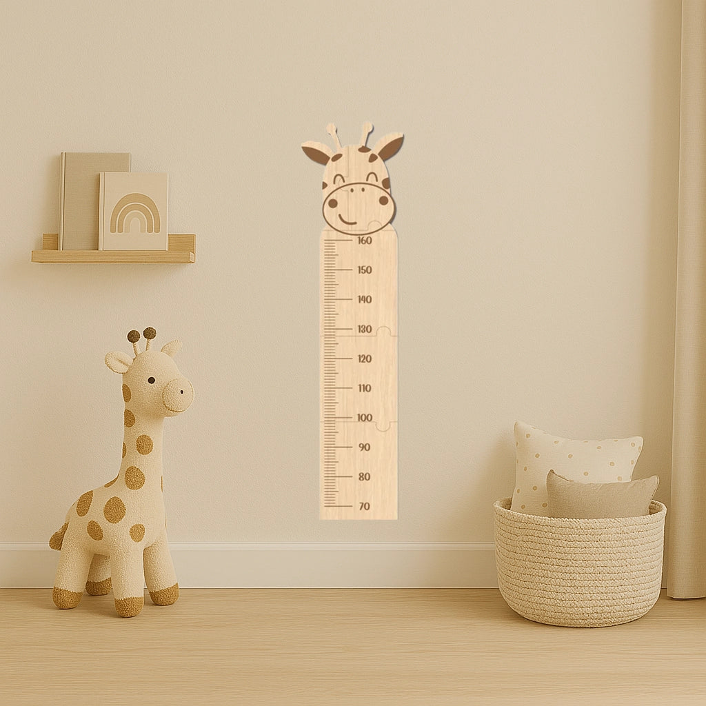 Metru din lemn pentru copii cu animăluțe gravate