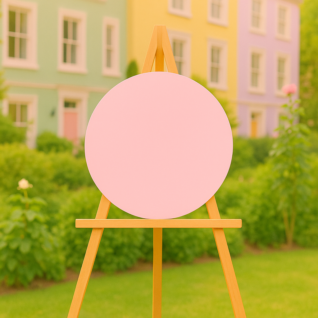 Blank panou cerc plexiglas roz pal pentru nunta sau botez