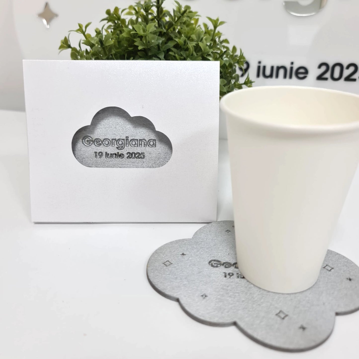 Coastere personalizate, sub formă de nor, mărturii pentru botez