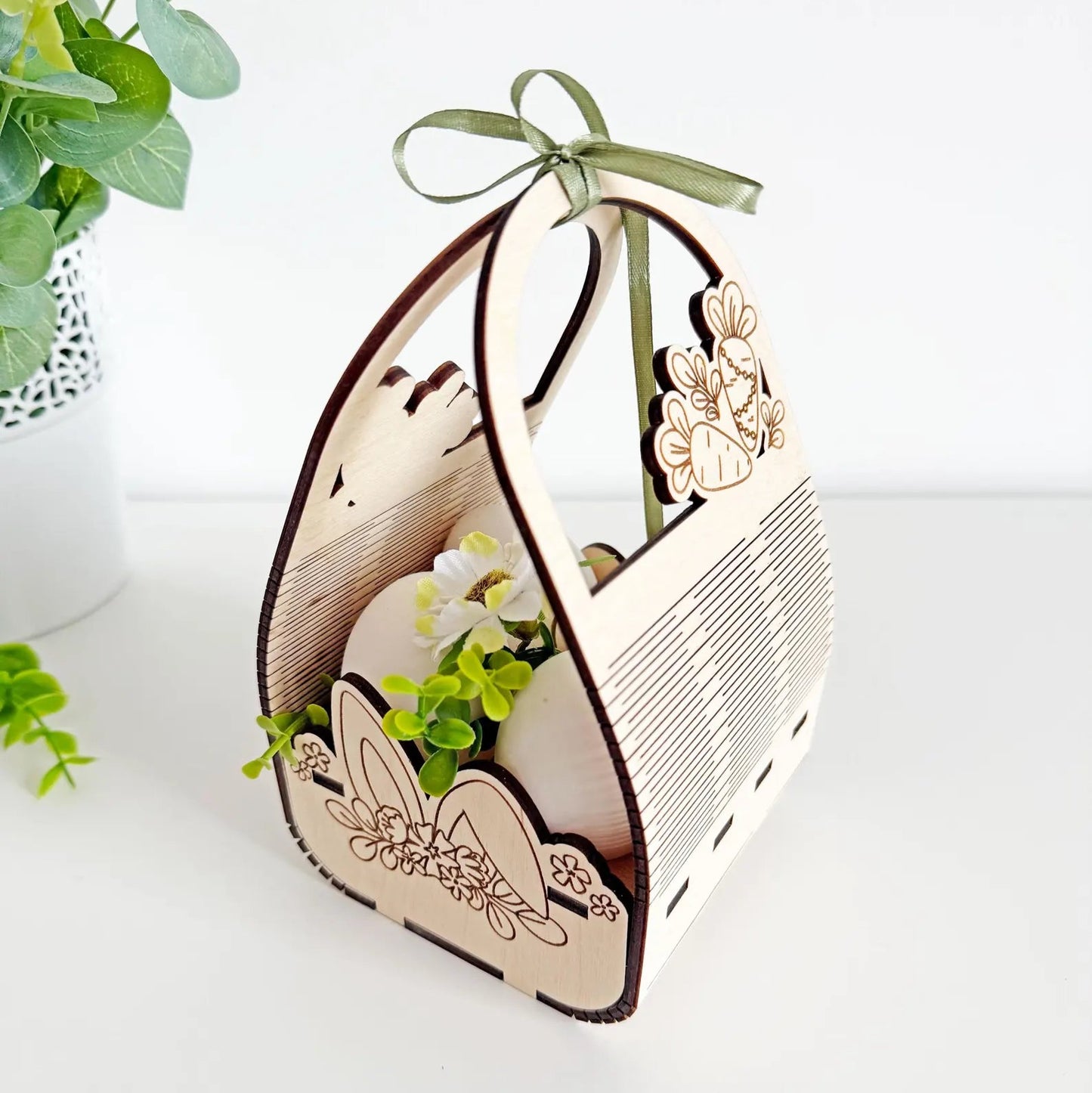 Suport decorativ 4 ouă pentru Paște, placaj lemn