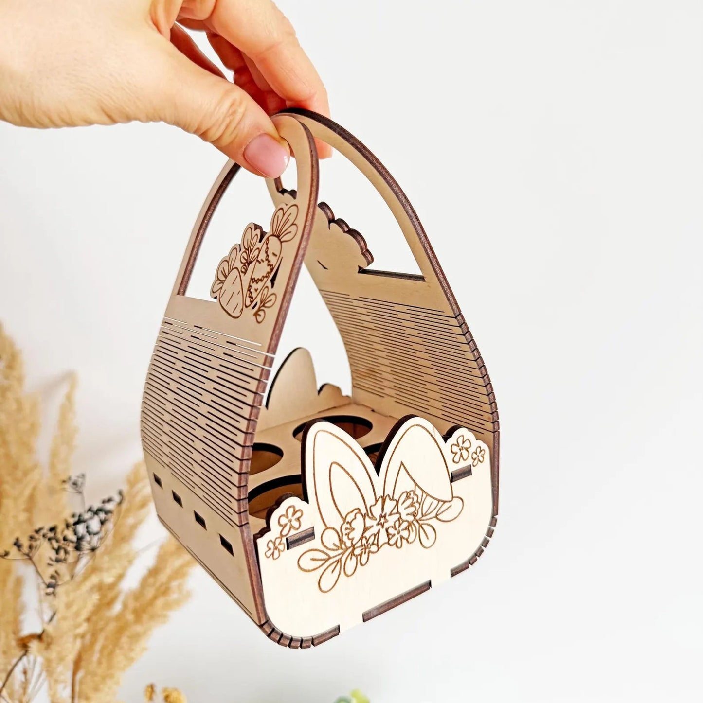 Suport decorativ 4 ouă pentru Paște, placaj lemn