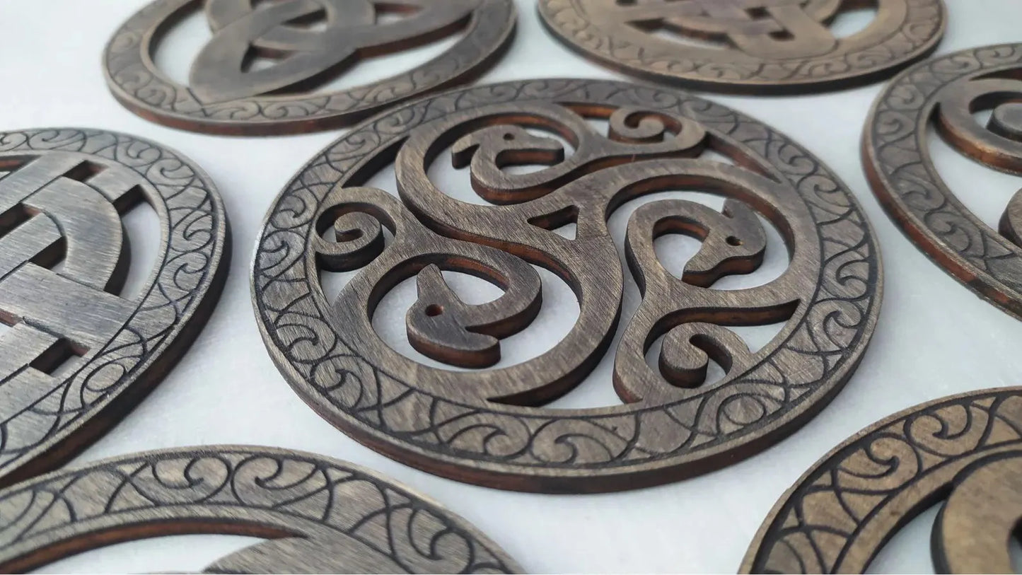 Set 7 coastere rotunde, model celtic, viking