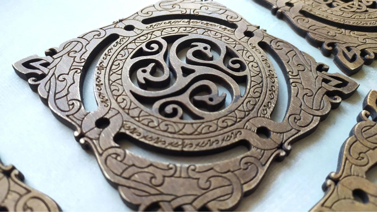 Set 6 coastere pătrate, model celtic, viking