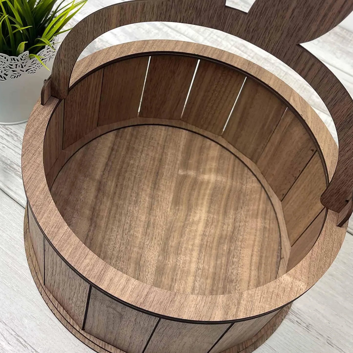 Coș pentru Paște rotund, cu mâner