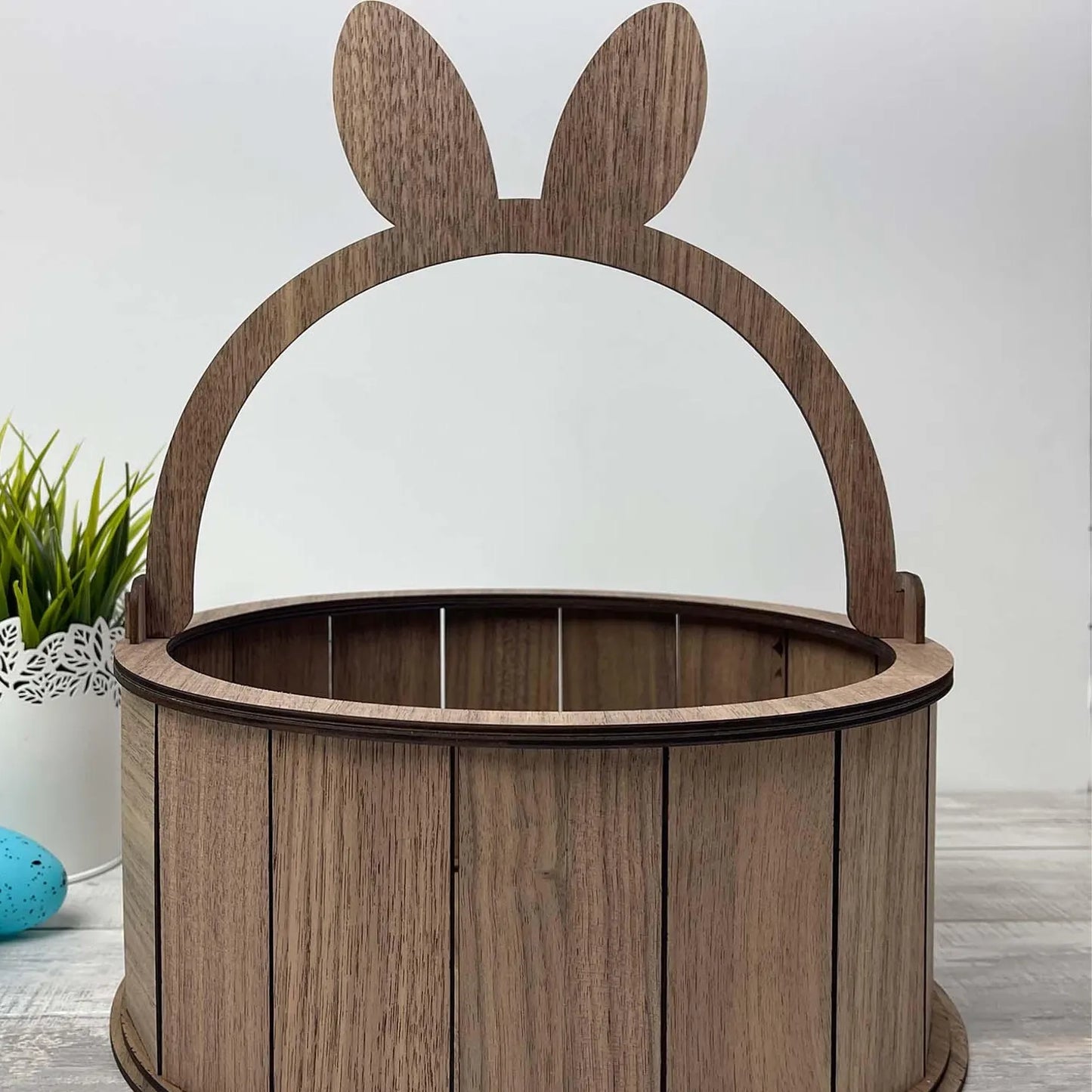 Coș pentru Paște rotund, cu mâner