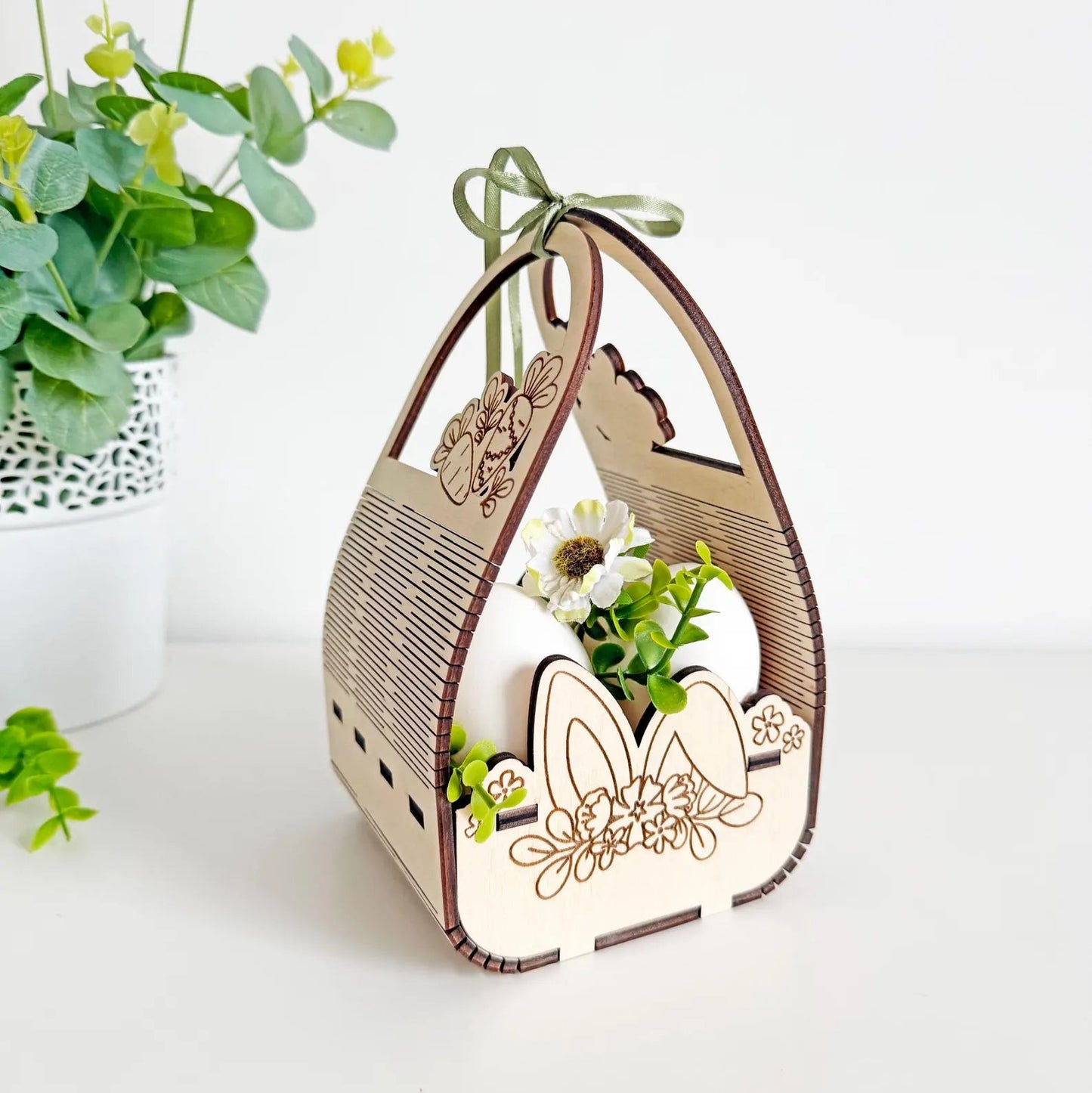 Suport decorativ 4 ouă pentru Paște, placaj lemn