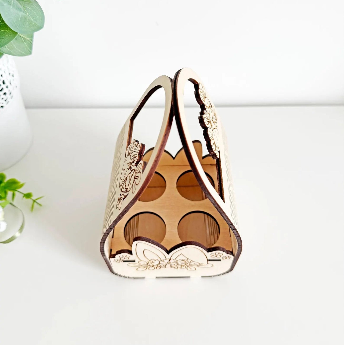 Suport decorativ 4 ouă pentru Paște, placaj lemn