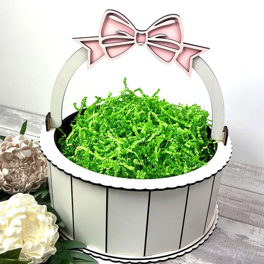 Coș pentru Paște rotund, cu mâner