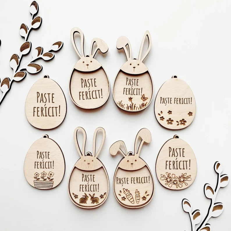 10 etichete din lemn pentru cadoul de Paște, personalizate