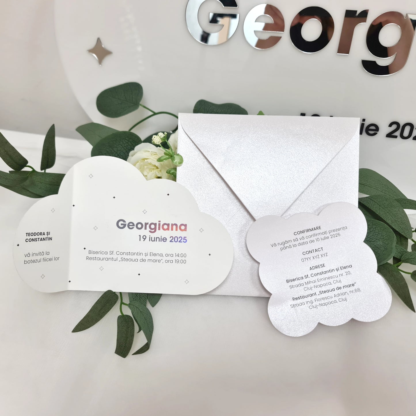 Invitație pentru botez sub formă de nor