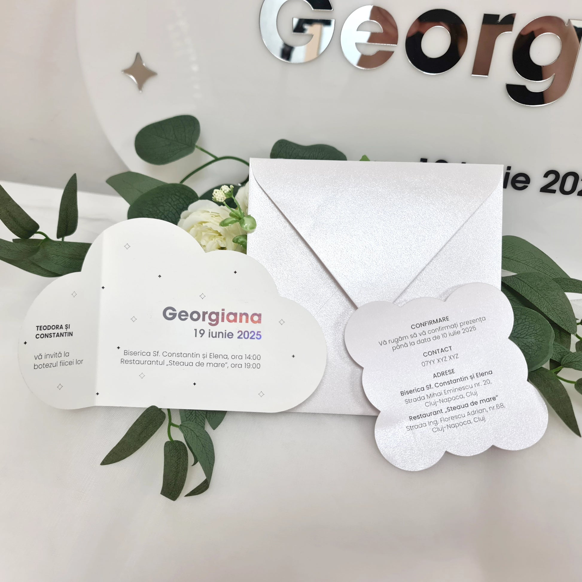 Invitație pentru botez sub formă de nor