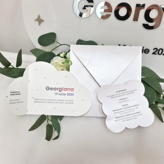 Invitație pentru botez sub formă de nor