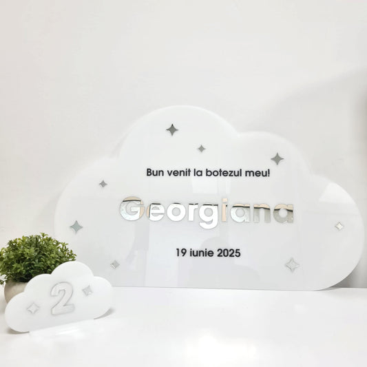 Pachet pentru botez cu panou bun venit si 5 numere de masa
