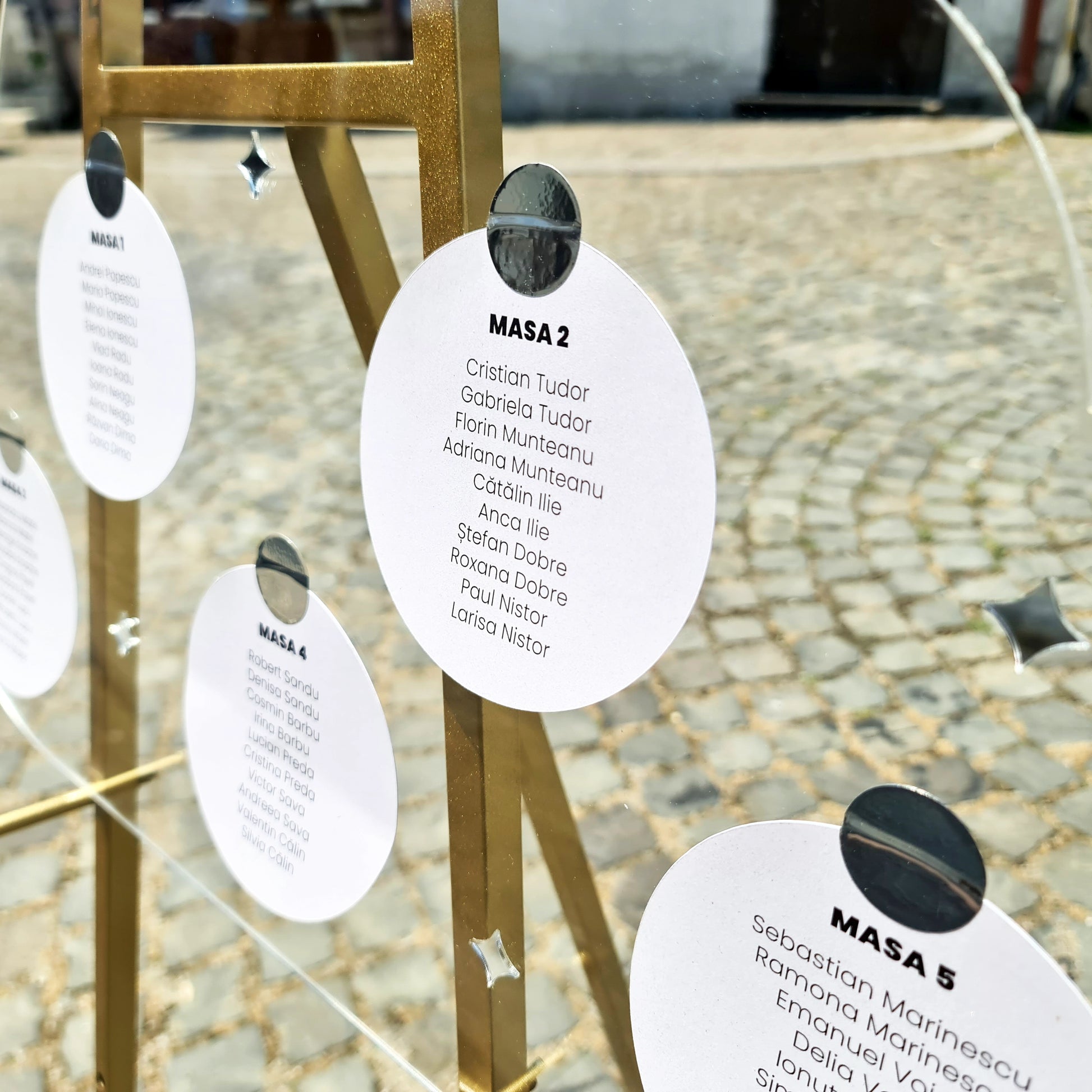 Panou cu numele invitatilor si locul lor la mese botez